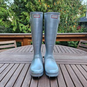 Silver Hunter Boots, US womens size 10, UK 8, EU 42